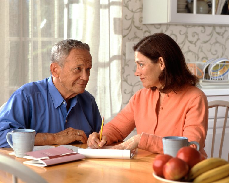 Senior couple at home together