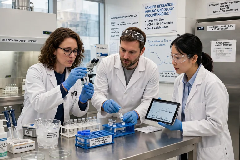 Researcher preparing a personalised cancer vaccine in a laboratory